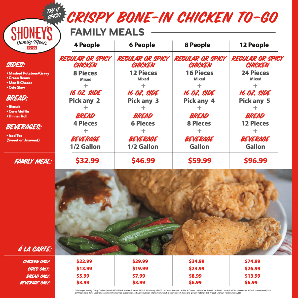 Chicken Meals to go price chart