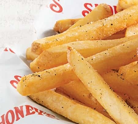 close up of seasoned fries