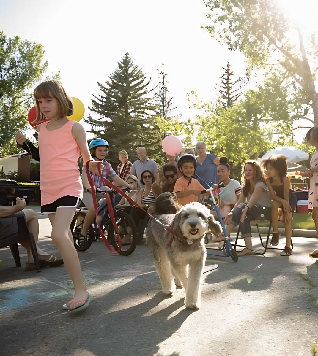 Girl Walking Dog