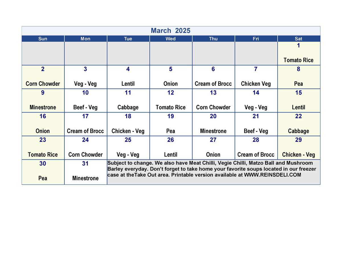 March Soup Sched