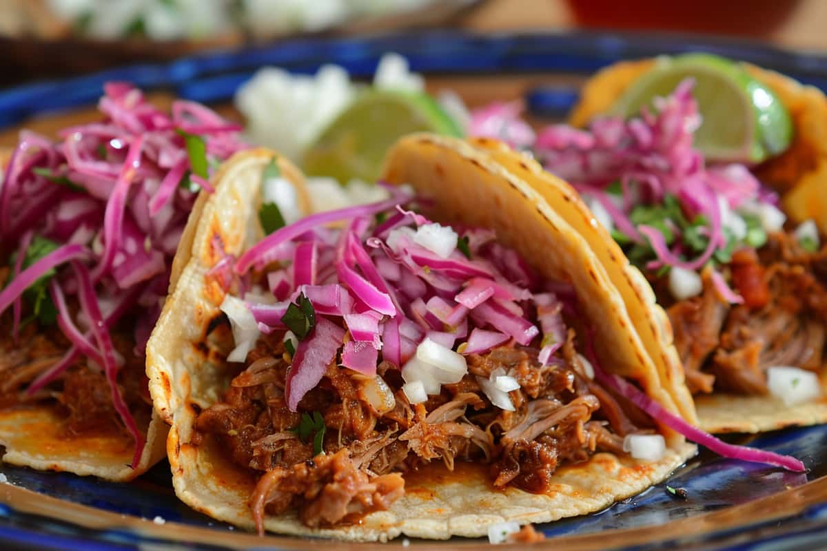 Taco with pulled pork and onions