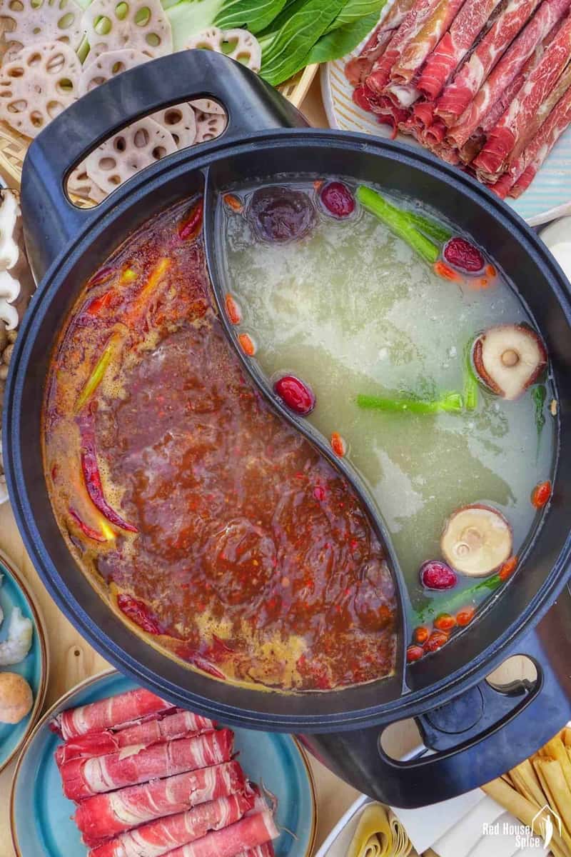 spicy-and-mild-broth-in-a-divided-pot-scaled
