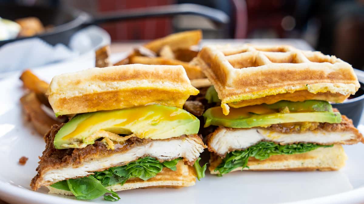 chicken and waffle sandwich