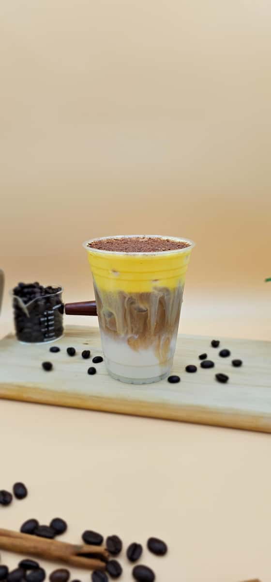 Saigon milk coffee top with traditional vietnamese egg cream