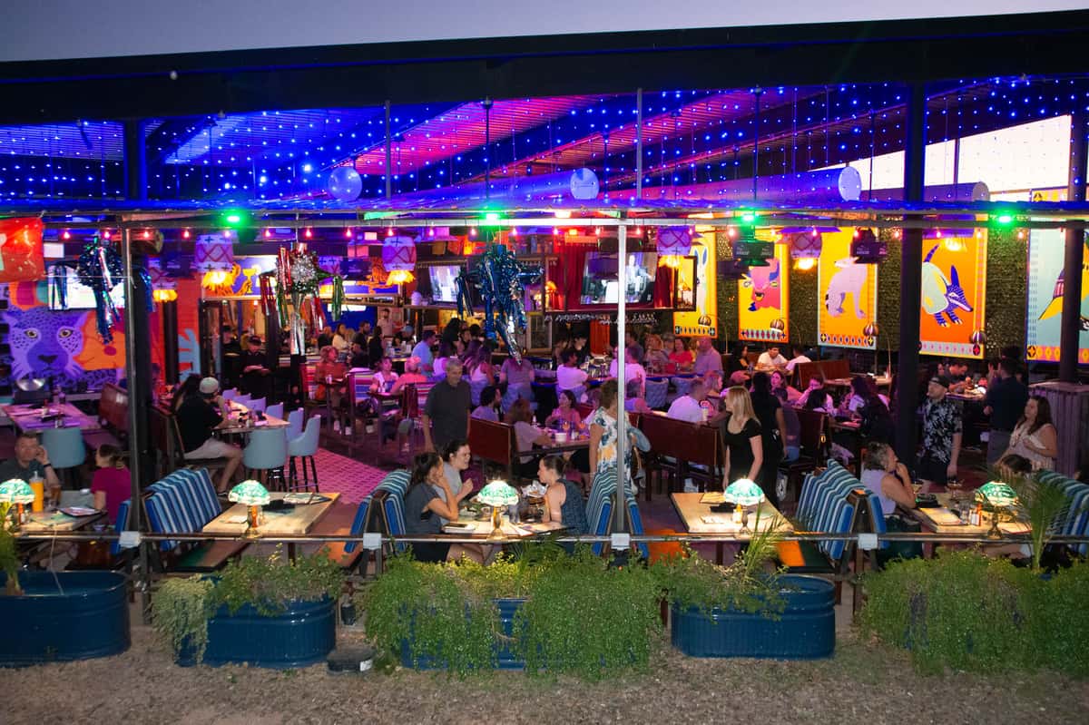 Funky Frida's outdoor patio at night