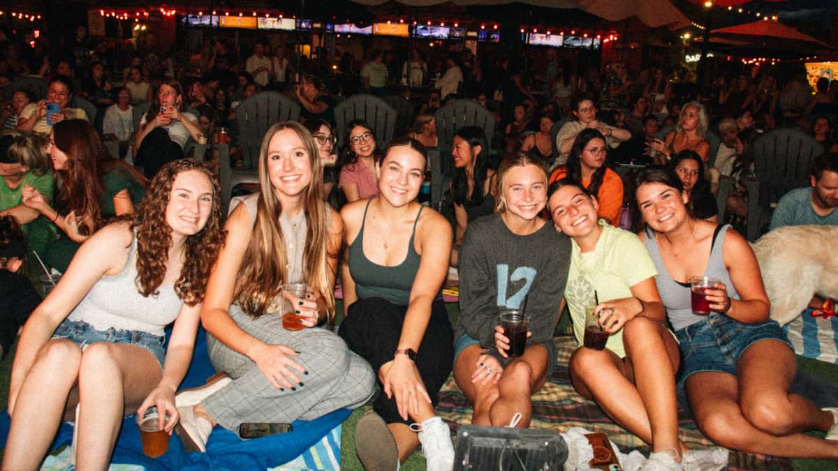 Crowd enjoying movie night at The Park