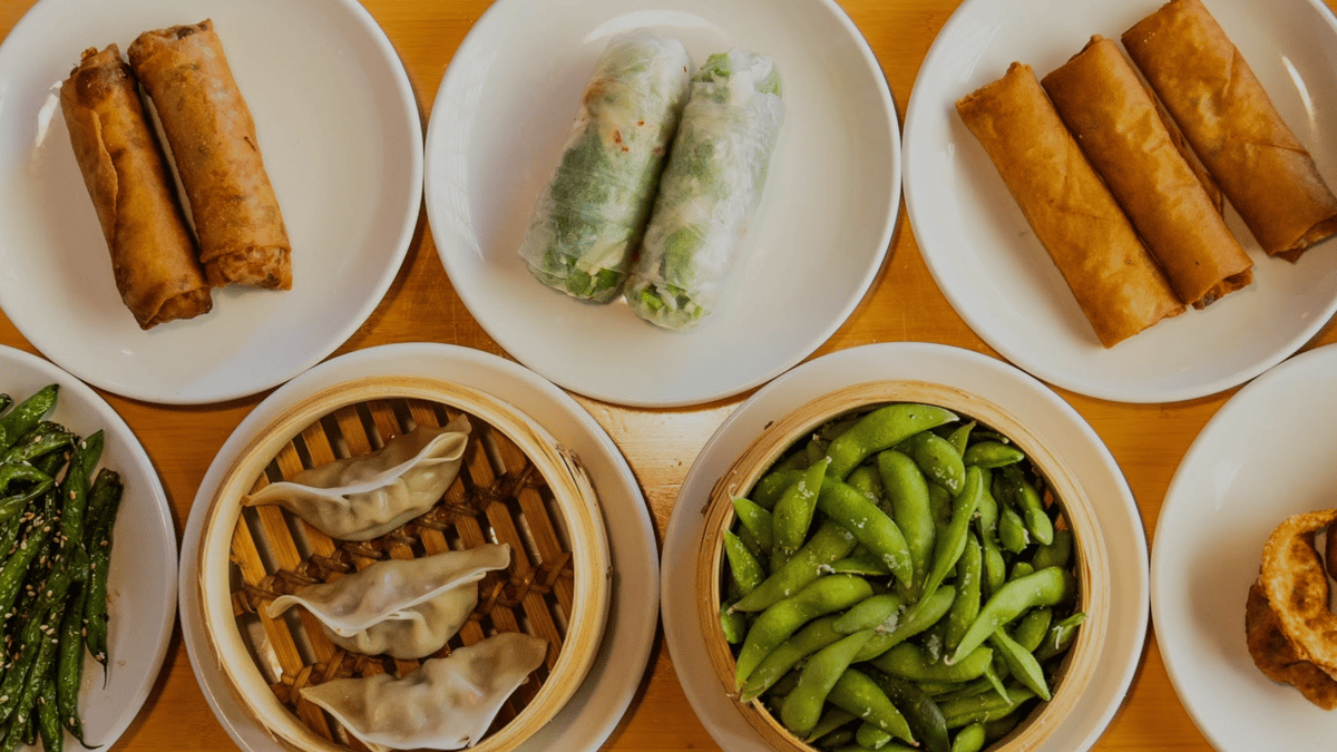 Variety of dim sum appetizers
