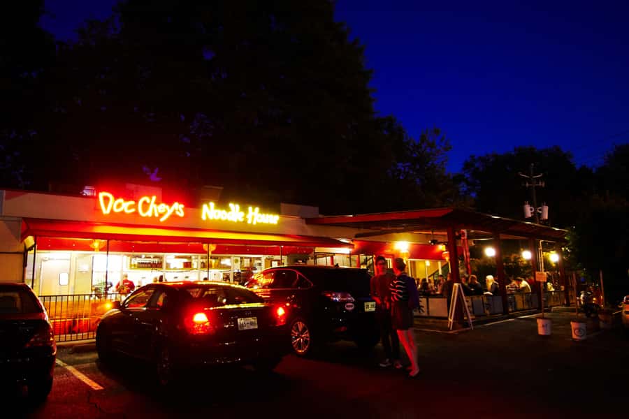 Doc Chey's Morningside Exterior Building at Night