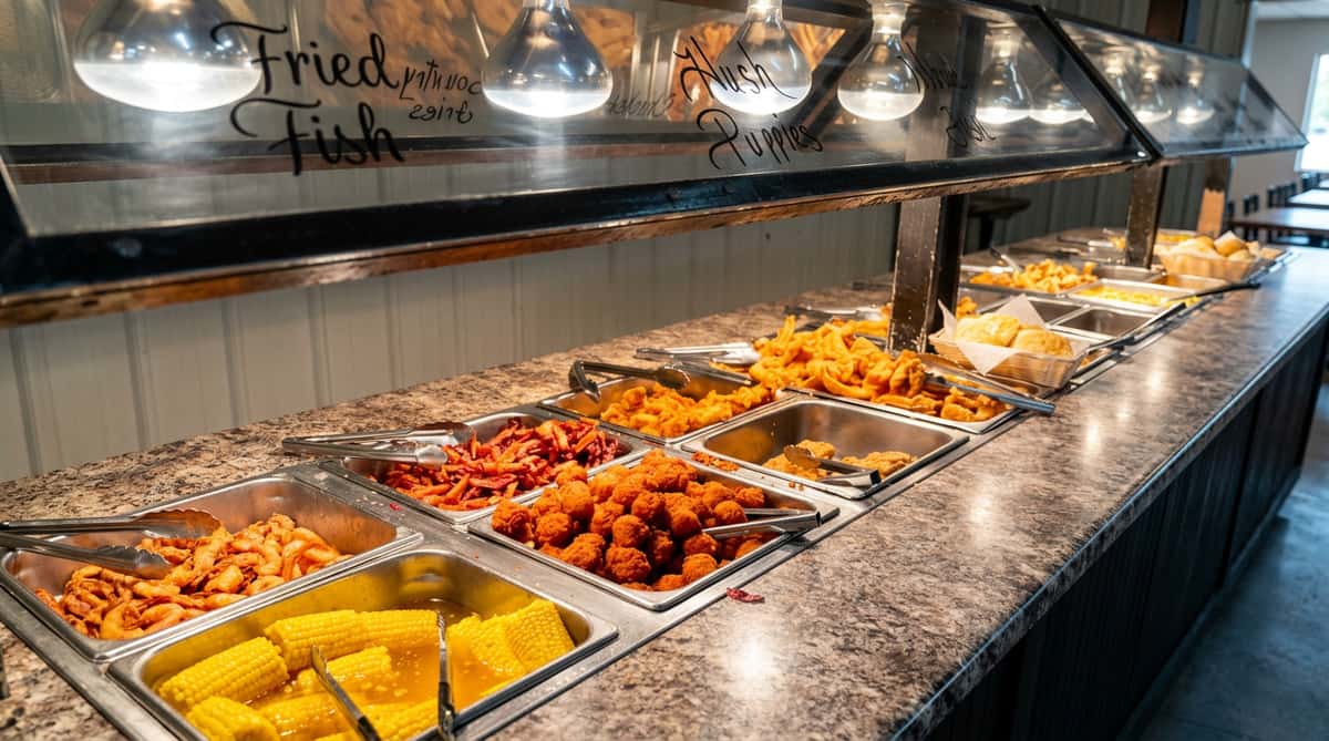 food buffet line