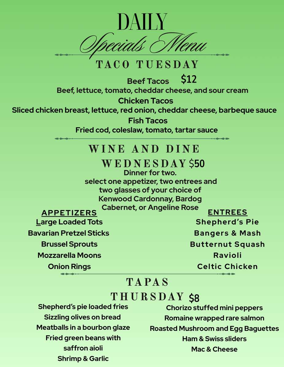 Daily Food Specials May 2026