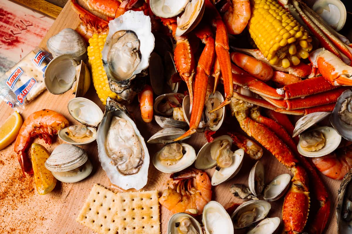 layout of steamed seafood