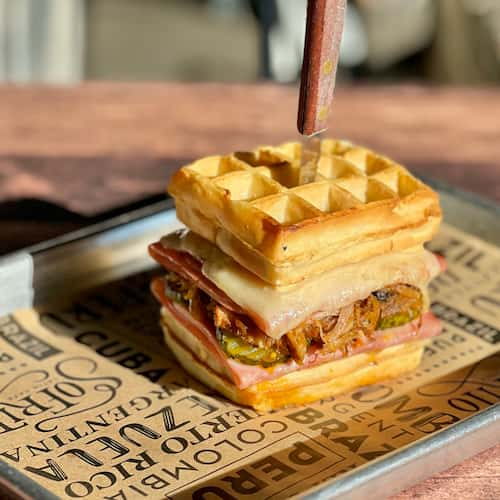 Cubano Sandwich Stuffed Waffles