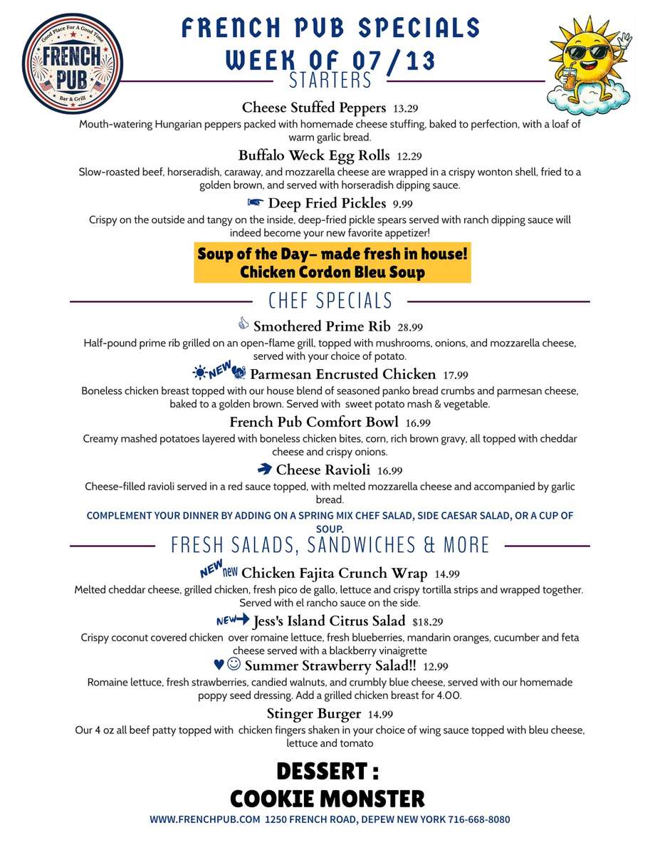 Try the Smothered Prime Rib!!