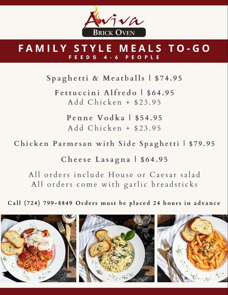 Family Style Meal Dinner Menu