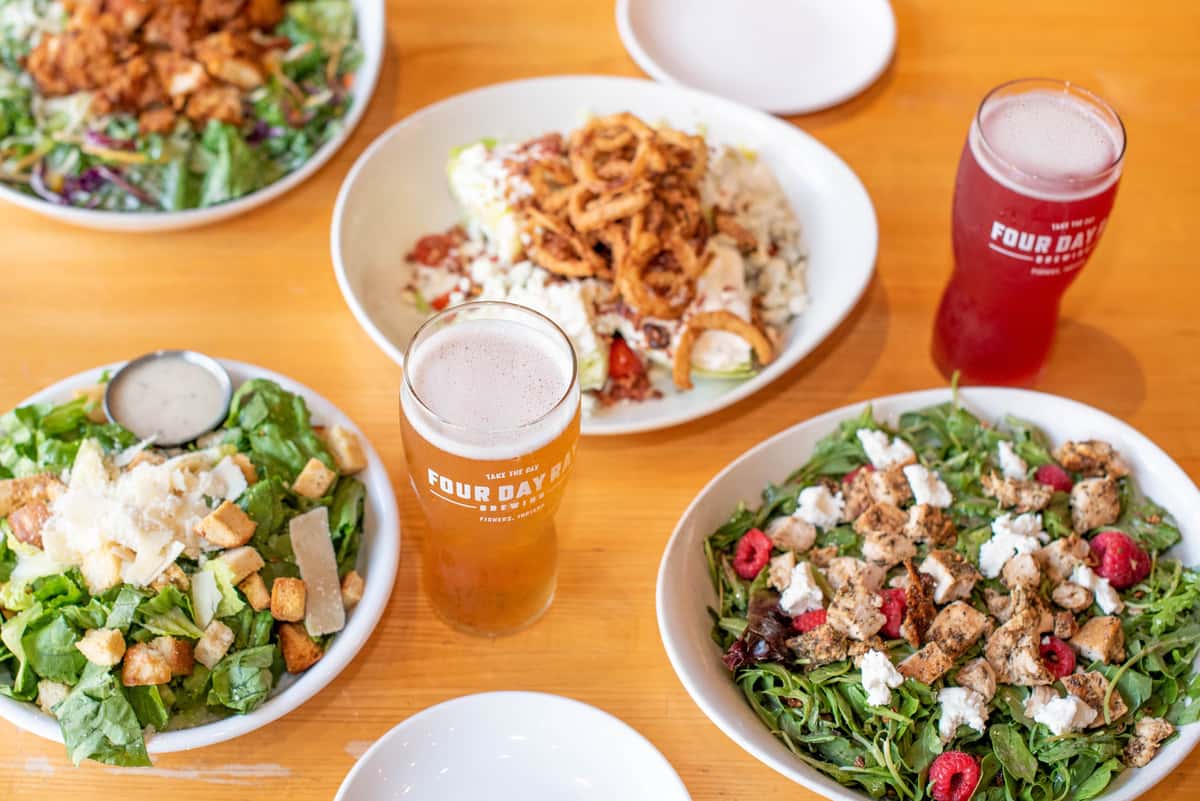 salads and beer