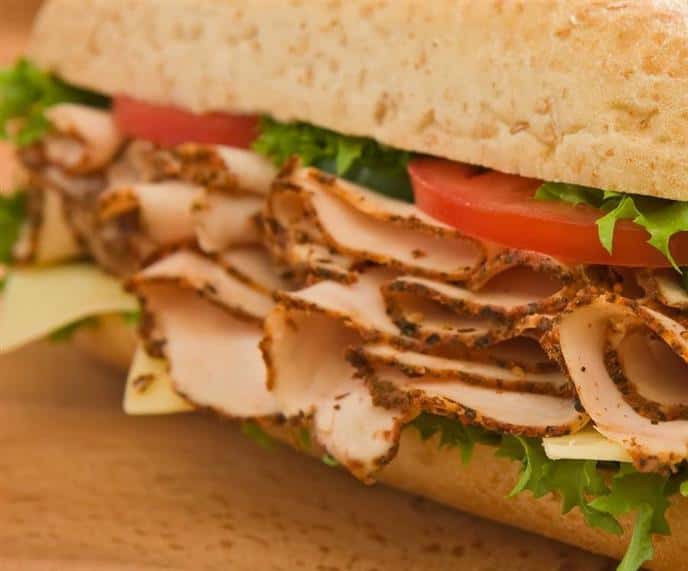 turkey sub sandwich with lettuce and tomato