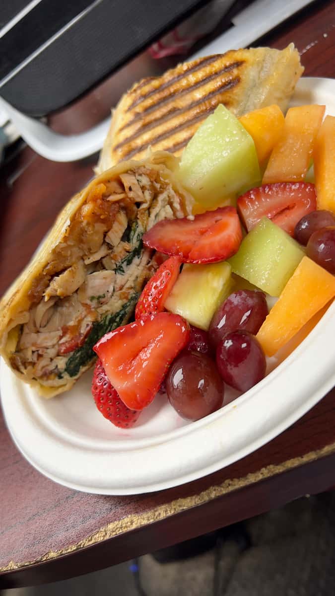 fruits and chicken wrap