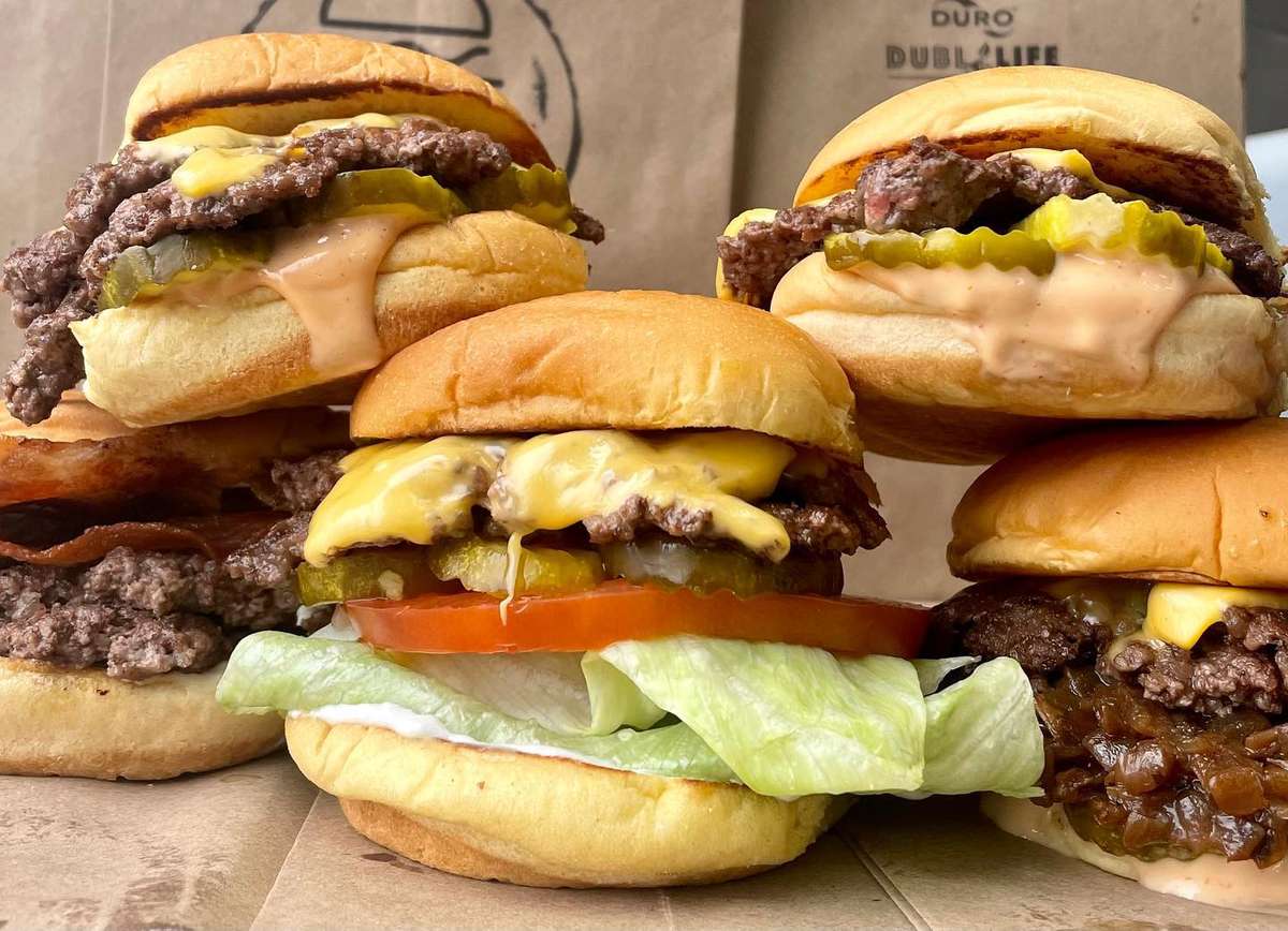 stacked cheeseburgers