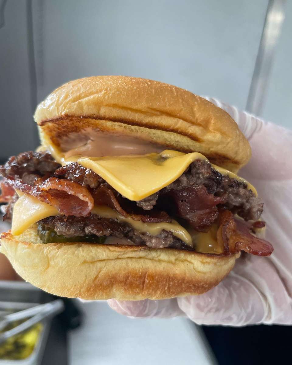 bacon cheeseburger closeup