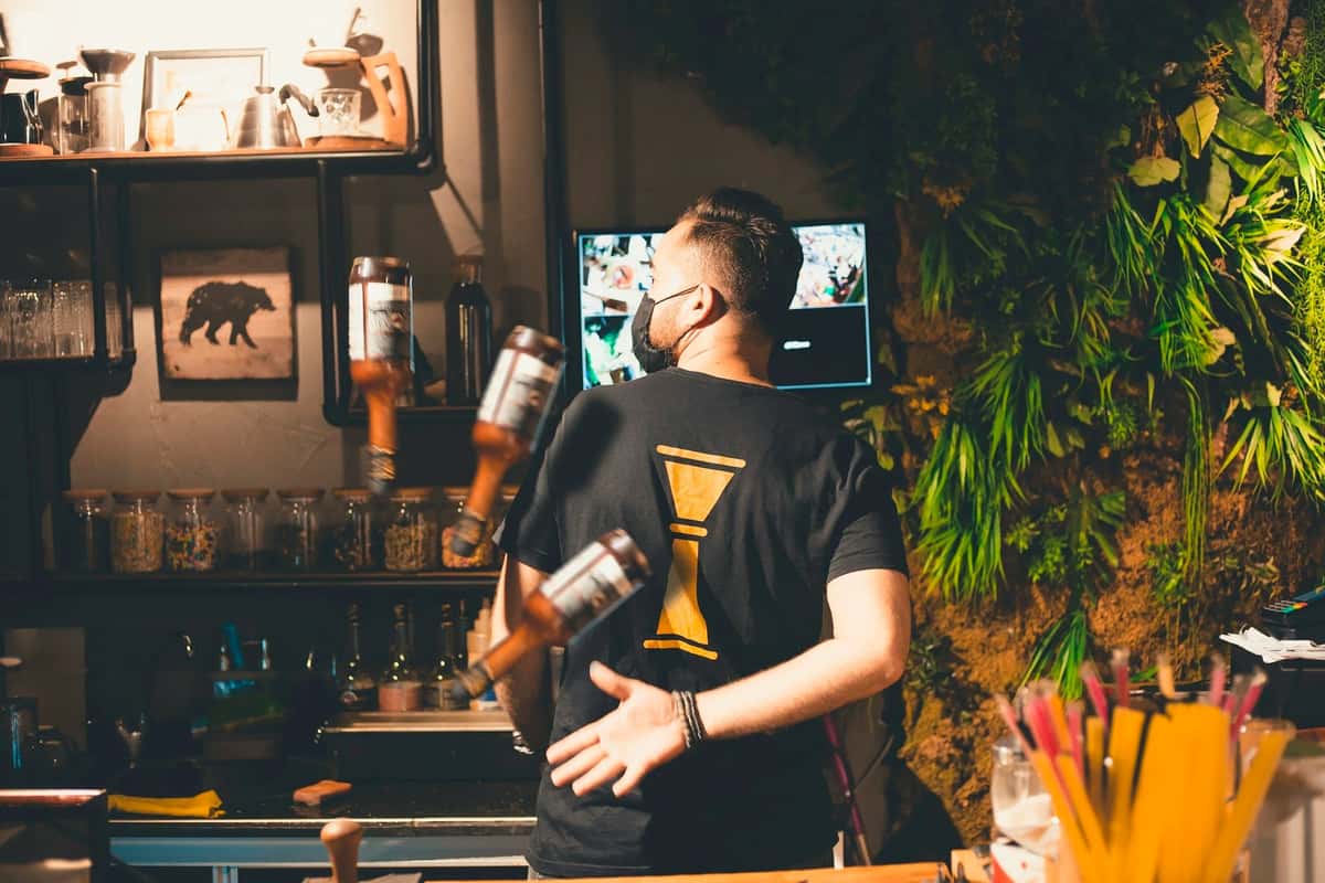 Bartender working