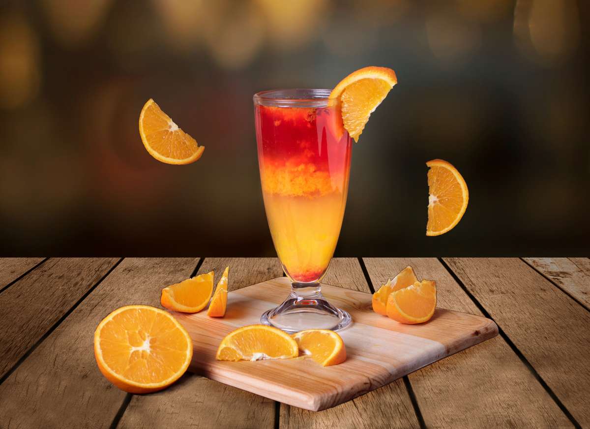 Cocktail with orange slices