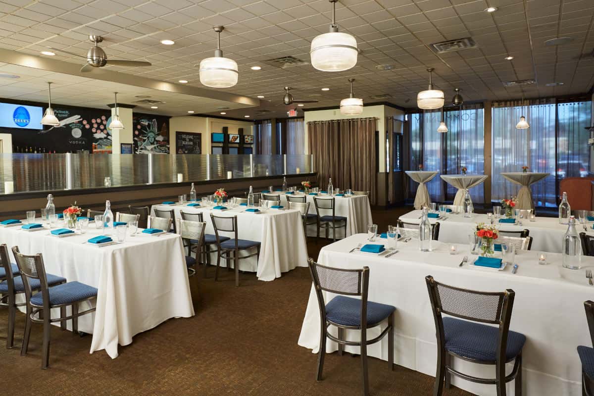 Blue's interior set up for a private event