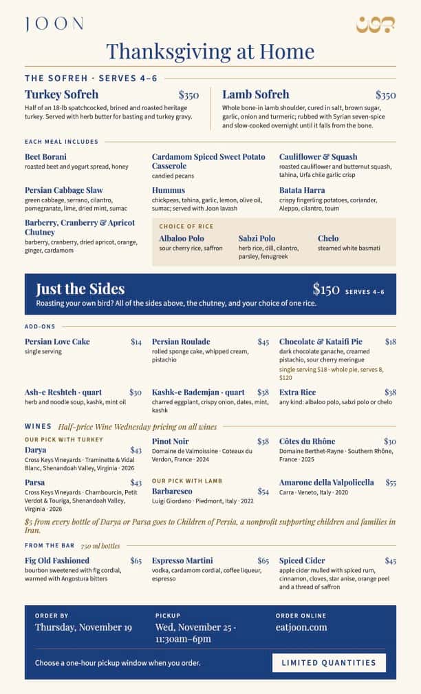 Thanksgiving Menu