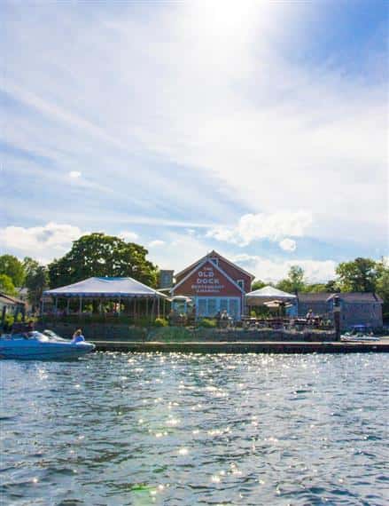 view of old dock restaurant from the marina