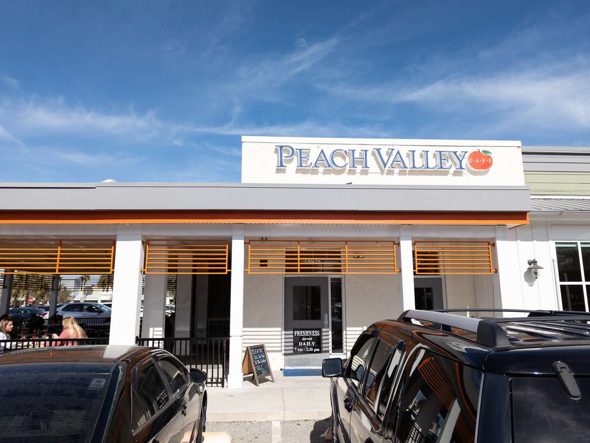 front of Peach Valley Café exterior
