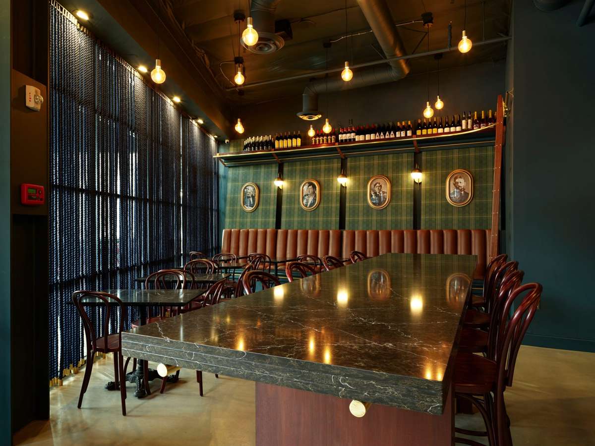 Irish Pub with Green walls and a warm feel
