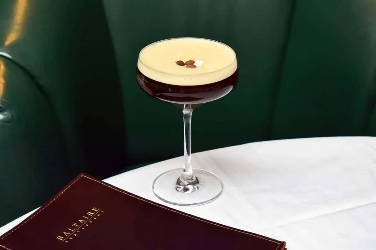 An espresso martini at Baltaire Gigi Garland