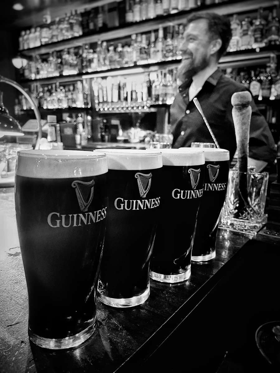Multipe pints of Guinness