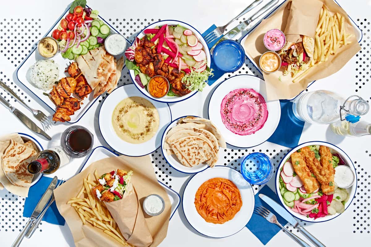 Greek food in plates
