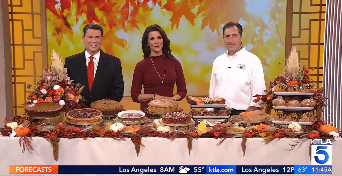 KTLA Urth Pies Interview Freeze frame with news anchors and Shallom