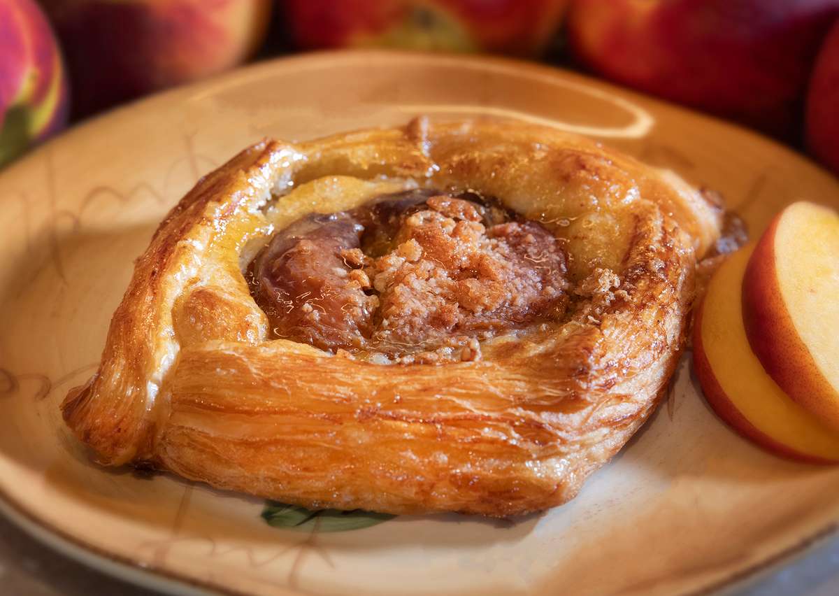 Summer Peach Danish on a gold plate