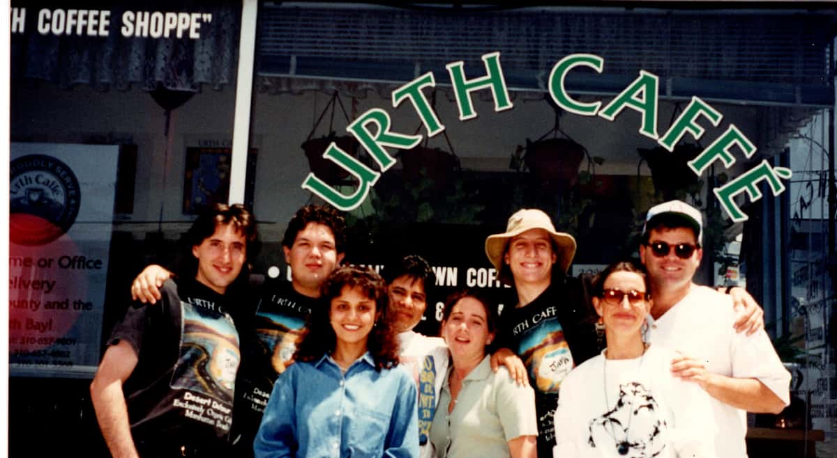8 people stand in front of Urth Caffe Manhattan Beach 