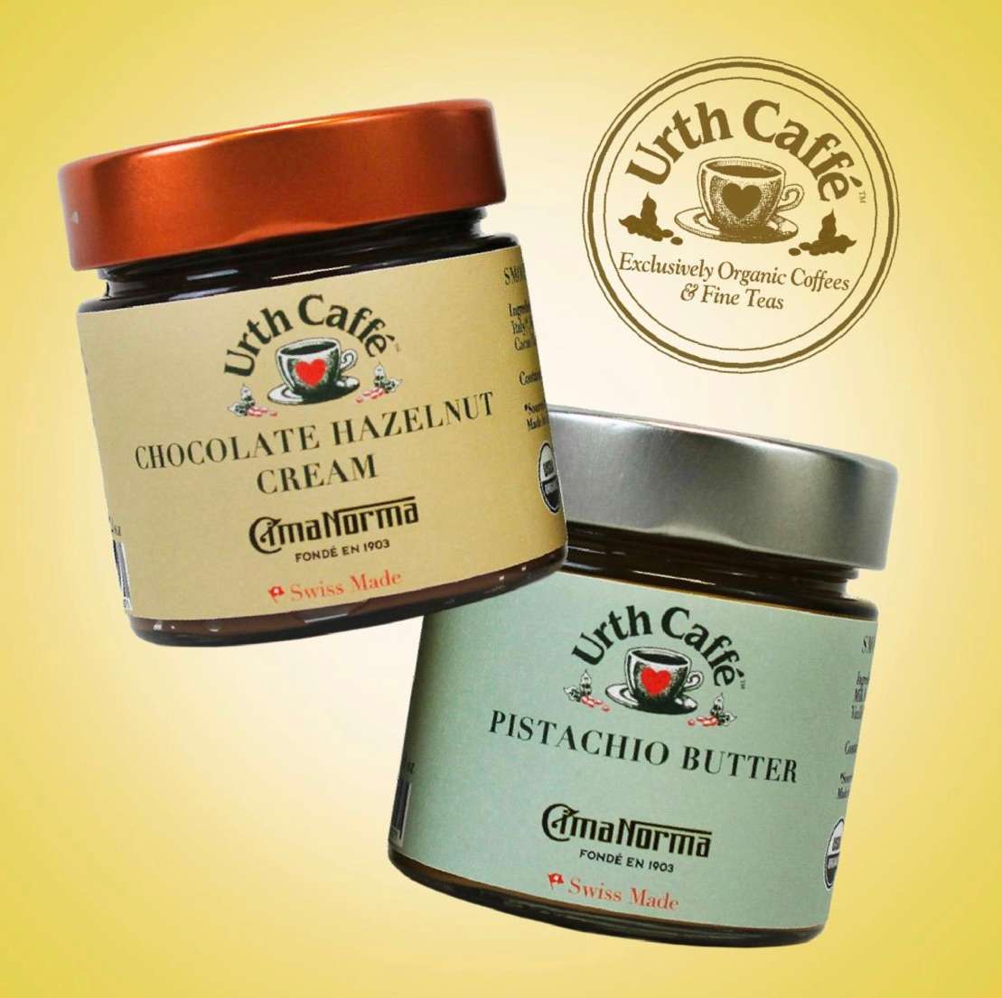 Jar of Urth Pistachio Butter & Jar of Urth Hazelnut Cream