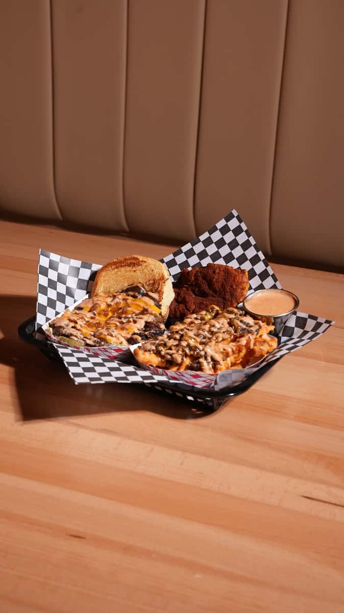 Wagyu Smashburger, Loaded Fries, Fried Chicken Tender