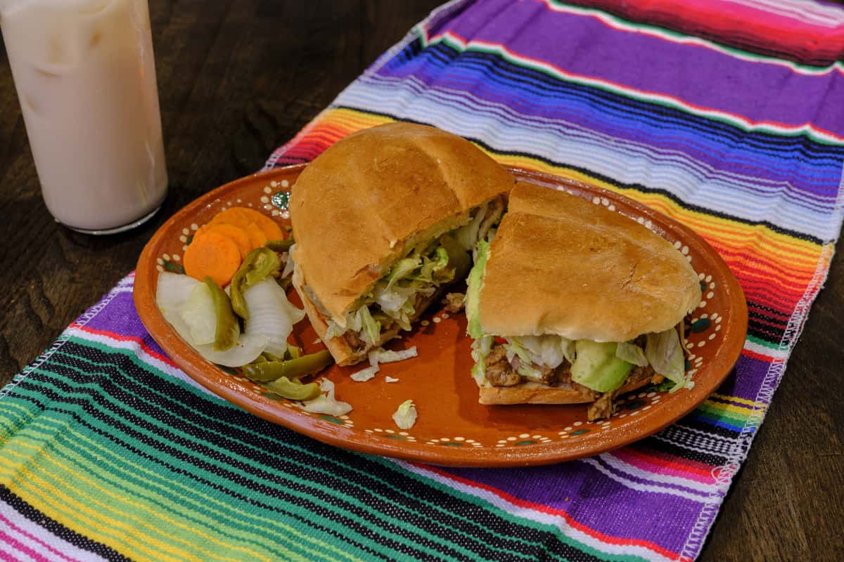 Torta on top of a colorful cloth