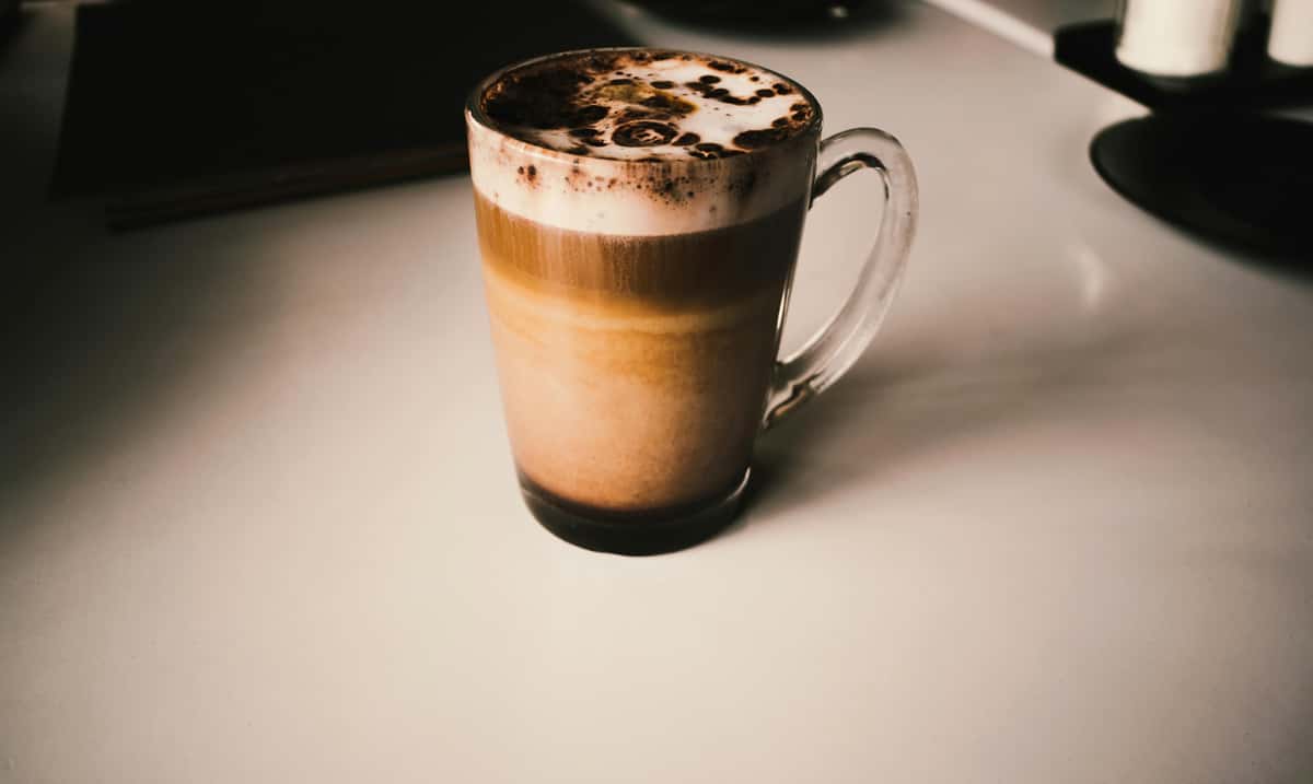 foamy iced mocha beverage