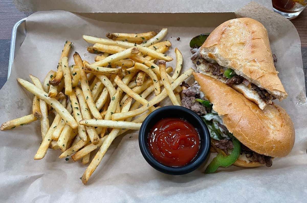 sandwich and fries
