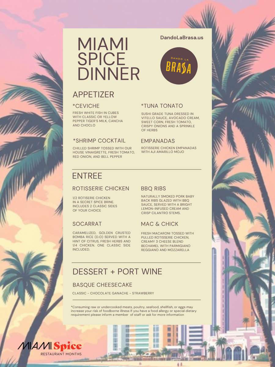 Miami Spice Dinner Menu 50$