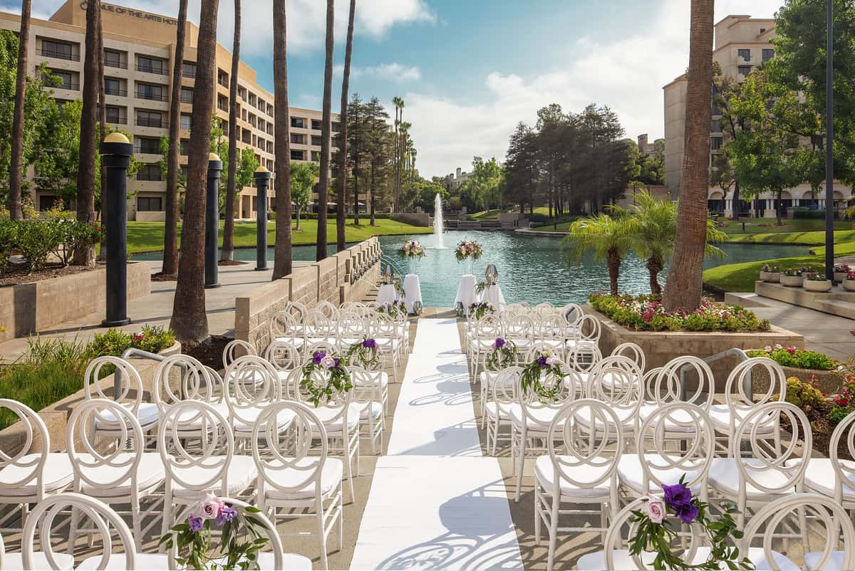 lakeside wedding setup