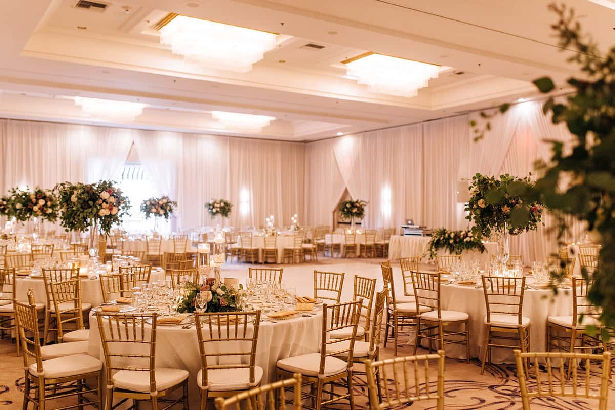 gold wedding setup