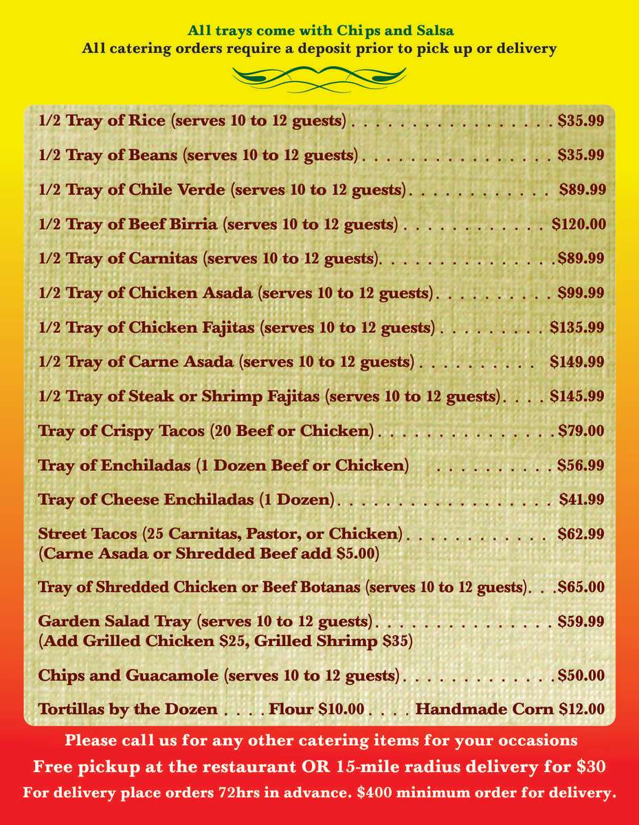 CATERING MENU
