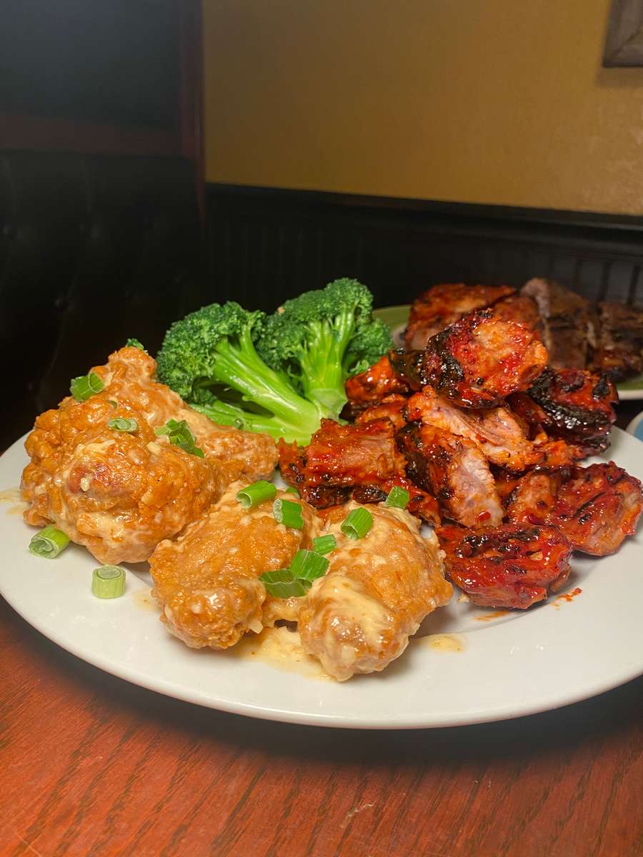 Garlic parmesan wings and BBQ riblets