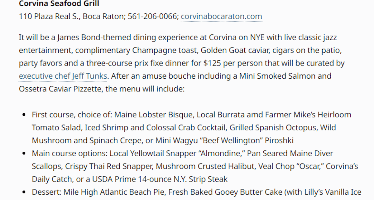 James Bond theme dining article