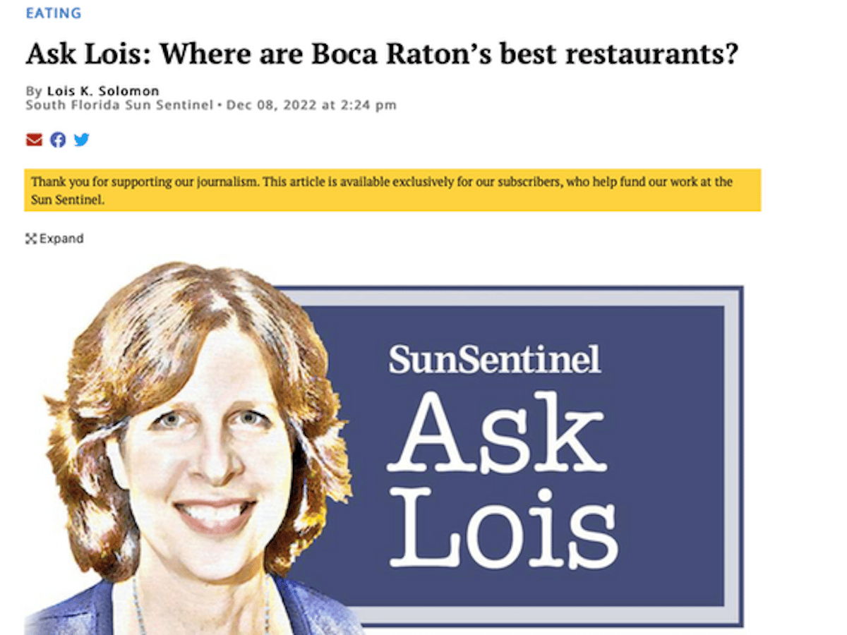 Sun Sentyinel Ask Lois