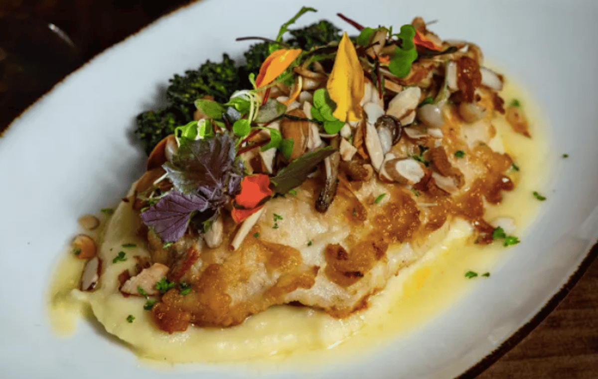 creamy meat with herb toppings