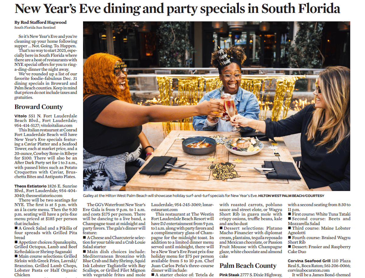 A article with photo of customers dining